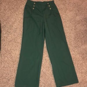 Green high waisted flare leg dress pants
